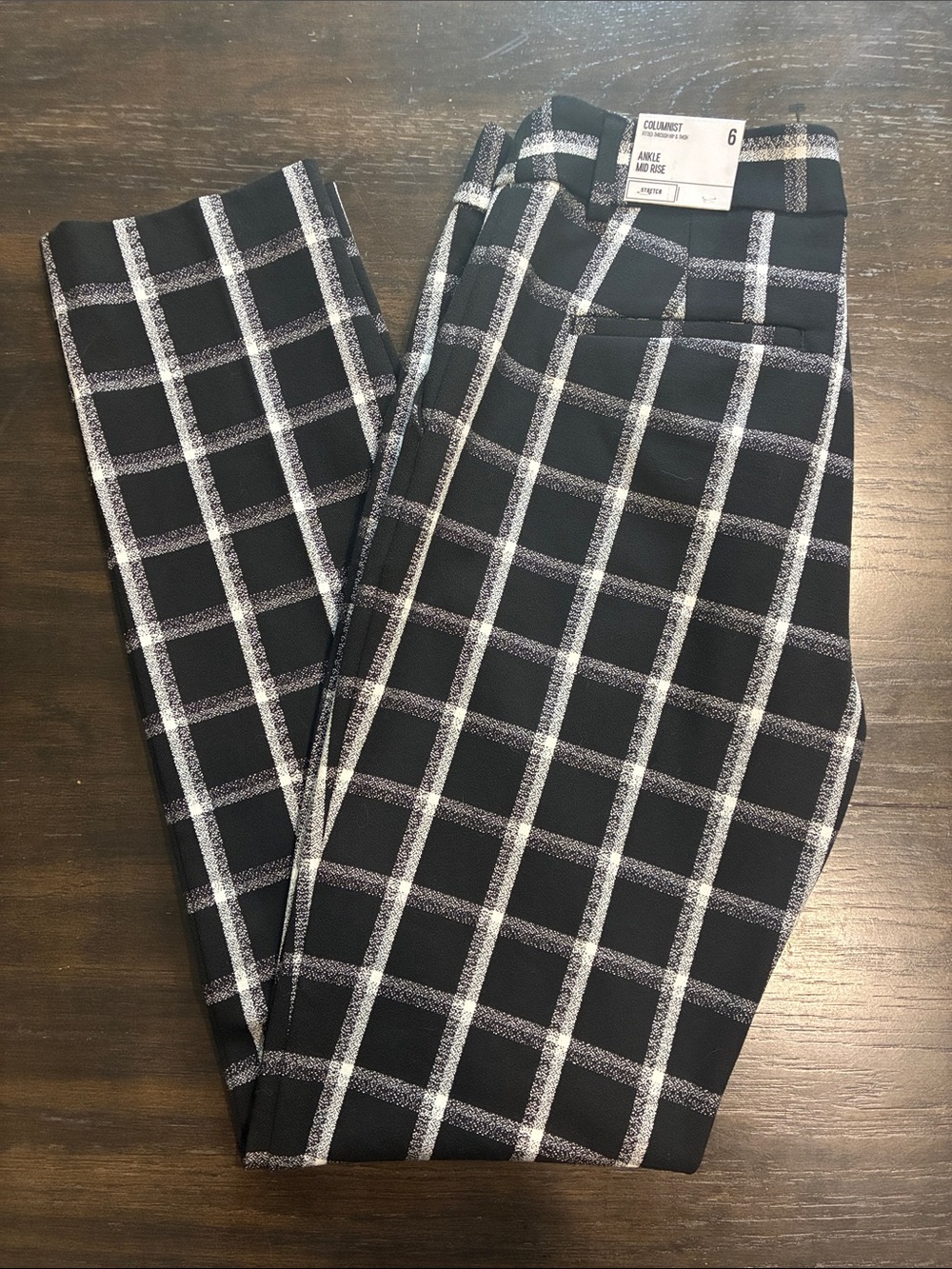 Express Black Plaid Straight Leg Pants